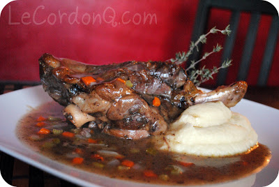 Braised Lamb Shanks with Mirpoix Gravy and Apple-Pomme Puree