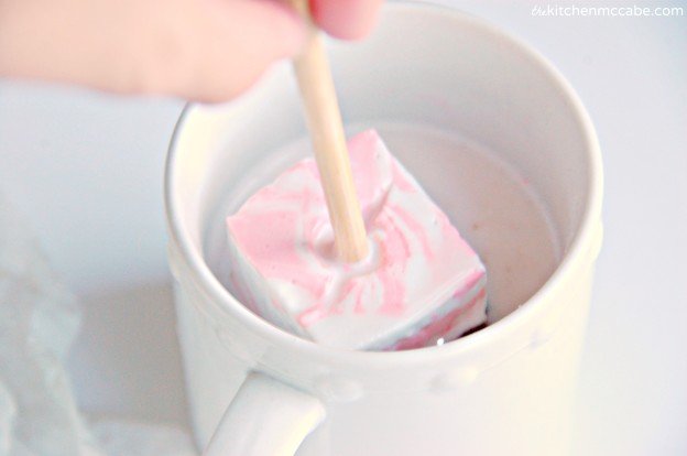 Peppermint marshmallow hot chocolate on a stick 5