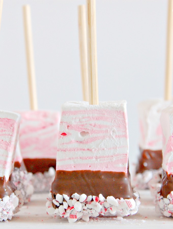 Peppermint Marshmallow Hot Chocolate on a Stick