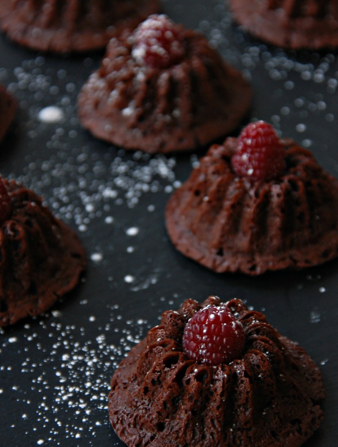 Flourless Chocolate Raspberry Cakes