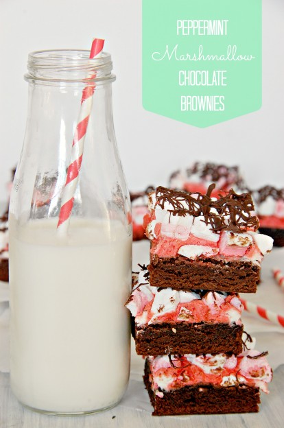 peppermint chocolate marshmallow brownies header