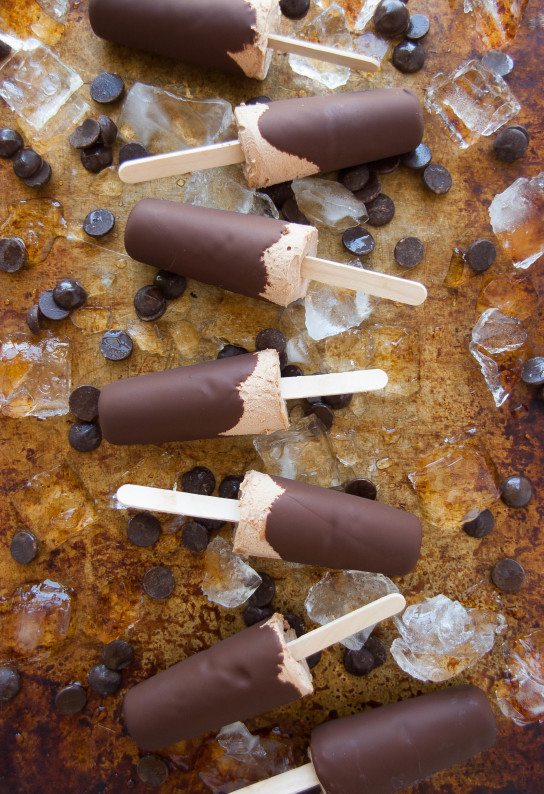 Chocolate Peanut Butter Swirl Mousse Pops | thekitchenmccabe.com