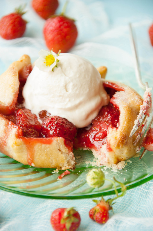 Strawberry Rhubarb Galettes with Homemade Vanilla Ice Cream | thekitchenmccabe.com