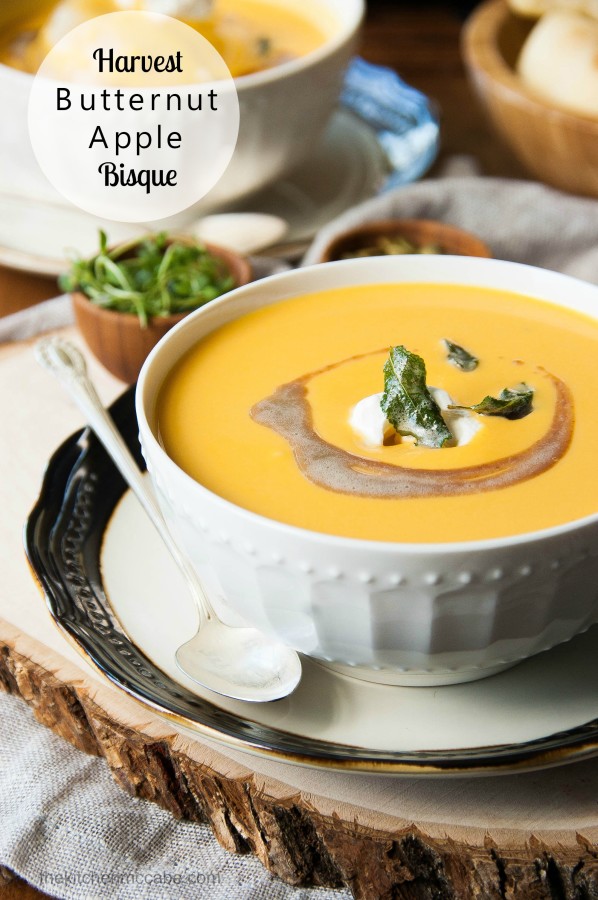 Harvest Butternut Apple Bisque. The perfect soup for a fall feast! | thekitchenmccabe.com