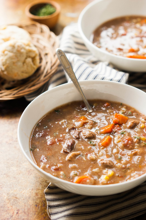 Slow Cooker Beef Vegetable Barley Soup | thekitchenmccabe.com