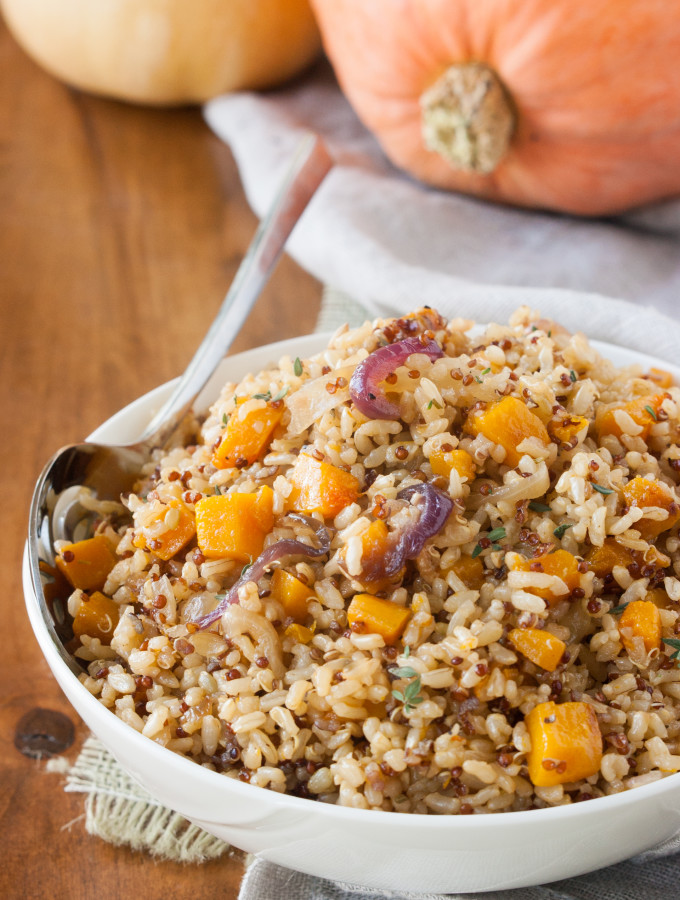 Butternut Squash Brown Rice w/ Rosemary Caramelized Onions