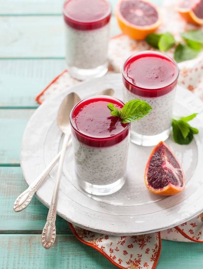 Coconut Chia Pudding with Blood Orange Gelee