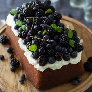 Blueberry Lavender Pound Cake with Lemon Mascarpone Cream | thekitchenmccabe.com