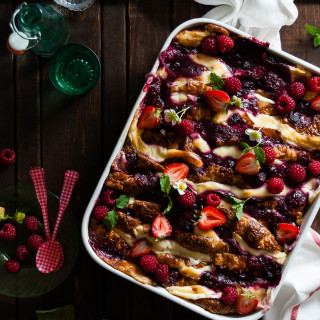Mixed Berry Goats Cheese Croissant Bread Pudding | thekitchenmccabe.com