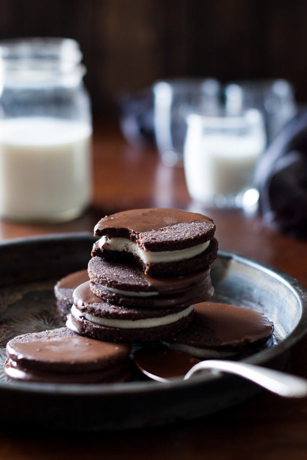 Raw Chocolate dipped Oreo Cookies (vegan-friendly, gluten free, refined sugar free, dairy free)