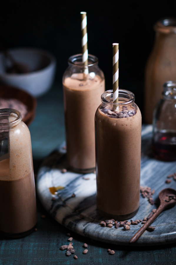 Toasted Coconut Chocolate Peanut Butter Banana Smoothie {dairy-free}