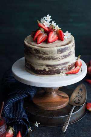 Strawberry Vanilla Almond Cream Layer Cake - The Kitchen McCabe
