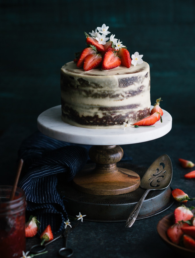 Strawberry Vanilla Almond Cream Layer Cake