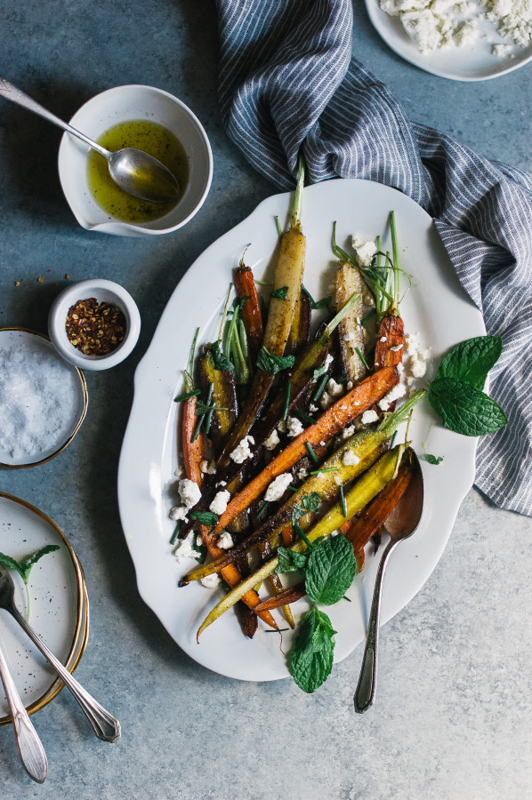 Sauteed Carrots with Feta, Mint, & Chives