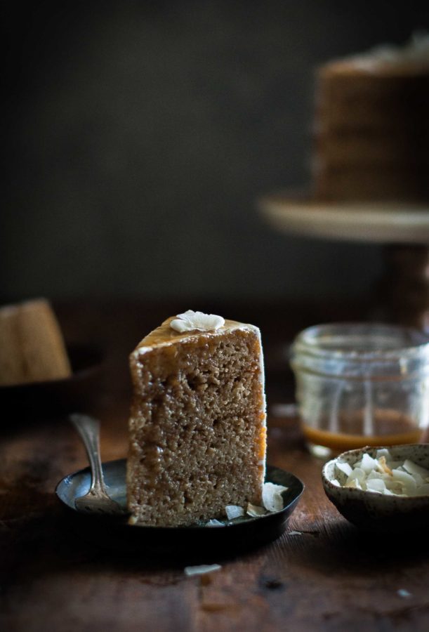 Caramel Soaked Coconut Tres Leches Layer Cake 