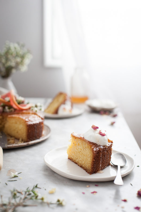 Semolina Cake + Rose & Grapefruit Syrup