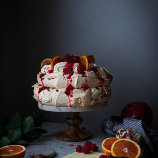 White Chocolate, Raspberry & Pomegranate Pavlova