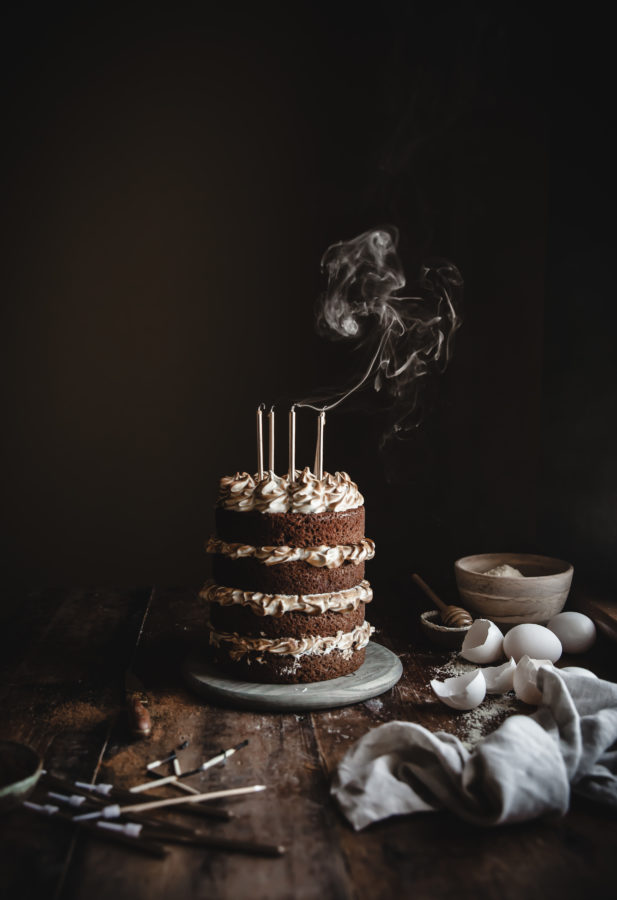 Paleo Caramel Custard Cake + Toasted Merinuge