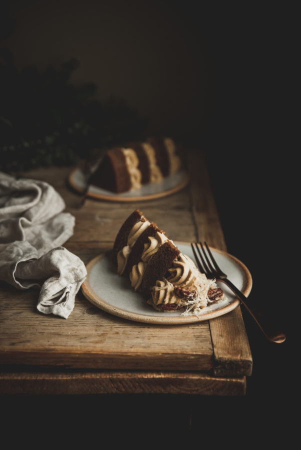 Tahini Mousse Cake + Candied Pecans & Halva