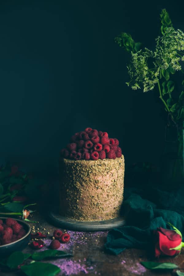 Pistachio Cake + Raspberry Rose Buttercream