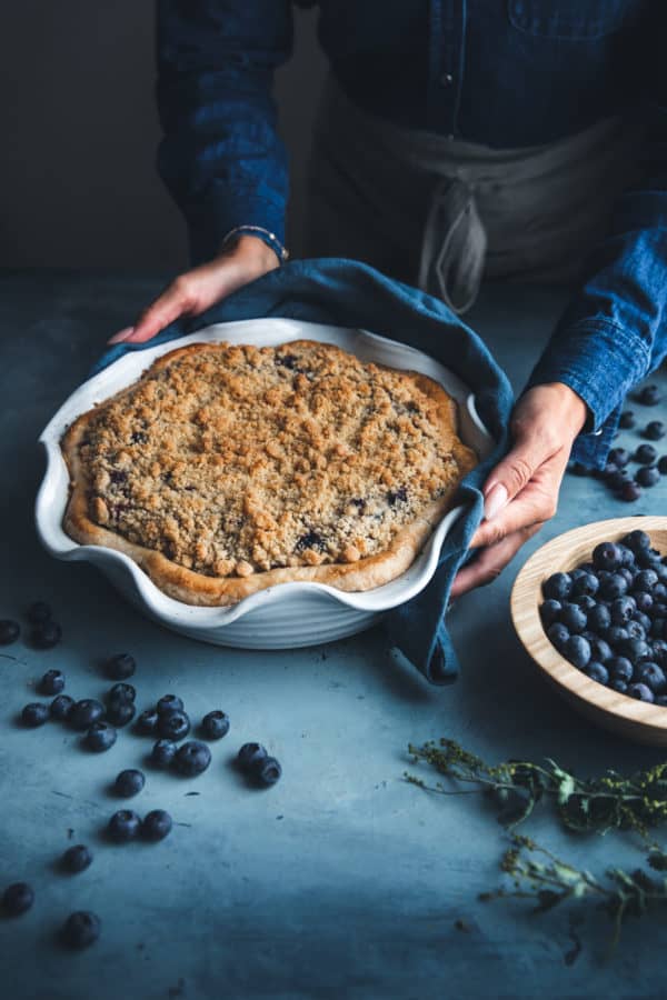 Blueberry Custard Crumble Pie